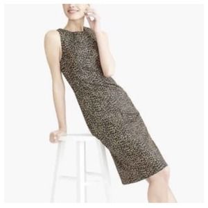 J Crew Leopard Print Sheath Dress Womens Career Work Party Day To Night Sz 4